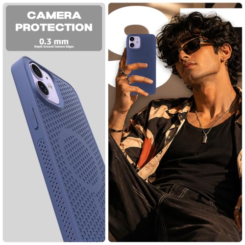 Image of Pikkme Back Cover for iPhone 12 /12 Pro | Honeycomb Cooling Design | Silicone Heat Dissipation | Mag-Safe Compatible | Shockproof Camera Protection Bumper Case (Blue)
