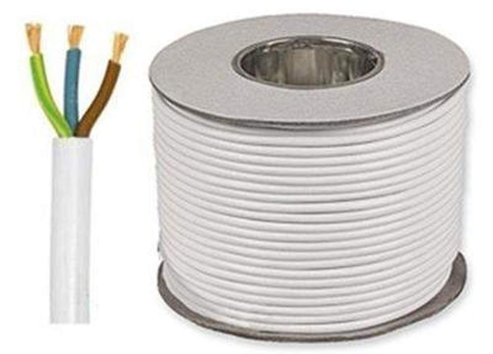 JSL White 3 Strand 28 AWG 3 Core 1mm 10 Amp PVC Flexible Electronic Wire Cut to Length (50 Meters)