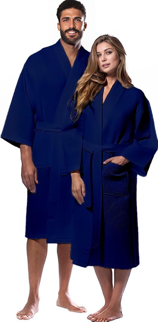 Waffle Knit Lightweight Kimono Spa & Bath Robes for Women and Men - Quick Dry - Soft