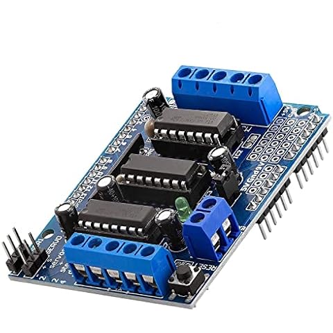 AZDelivery L293D Motor Driver Shield, 4-Channel Motor Driver Shield, Stepper Motor, Stepper Expansion Board compatible with Arduino Including E-Book! Cover