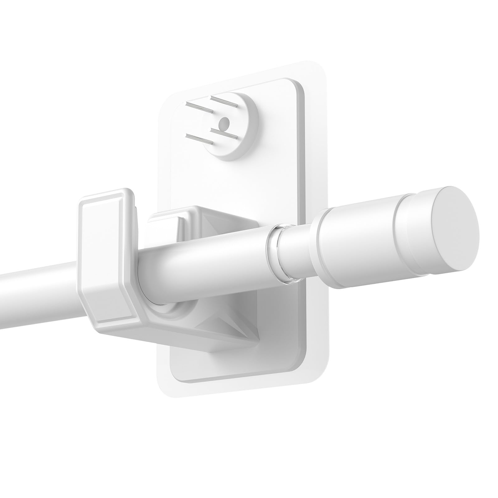 No Drill Curtain pole 74-332cm - 2.0 Dual-Fix Adhesive & Invisible Nail,16mm Diameter Extendable Curtain Poles for Eyelet Curtains, White Curtain Rod No Drilling,Renter Friendly for Apartments & Dorms
