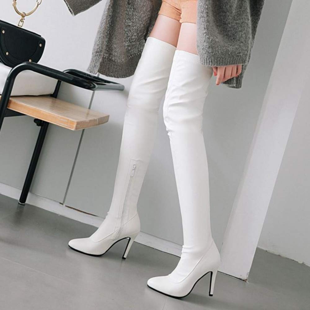 Onewus Sexy pour Femme Bout Pointu sur les Bottes au Genou avec Talons Aiguilles