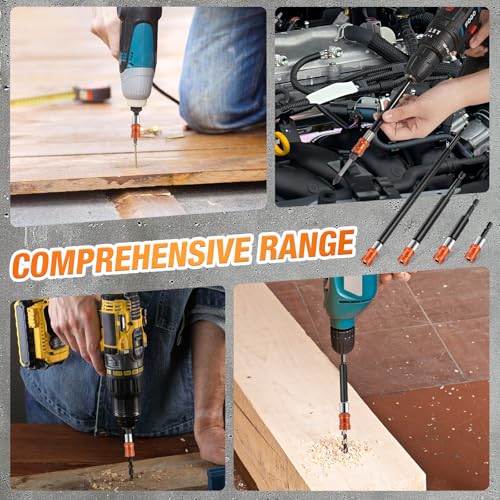 FOZIDOCAI 4Pcs Magnetic Drill Bit Extension Set 2-3/8", 4", 6", 12" with Aluminum Sleeve, 1/4 Inch Hex Shank Quick Release Extension Adapter Screwdriver Locking Bit Holder Extender (ORANGE) by FOZIDOCAI - Image 5