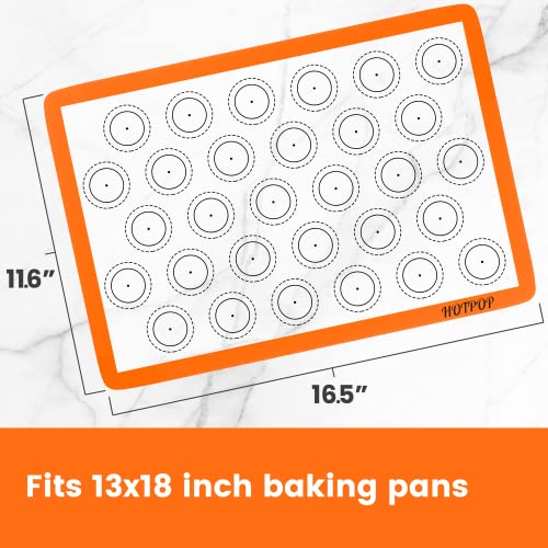 HOTPOP 2-Pack Silicone Baking Sheet Set - No-Stick Cookie Sheets for Baking with Outlined Silicone Mats for Macarons, Pastries, Buns, Bread - 16.5"x11.6" Half, 11.5"x8.5" Quarter Sizes - 0.75mm Thick - Thumbnail 5