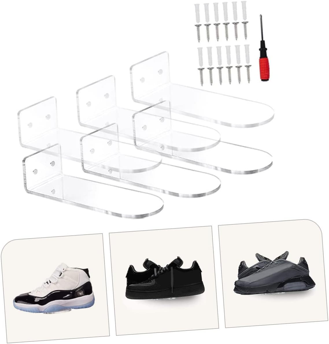 CHILDWEET 6pcs Wall-Mounted Floating Shoe Shelves Display Rack for Home Bedroom Store