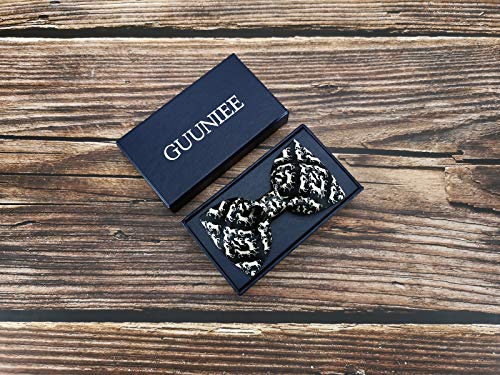 Image of GUUNIEE Men's Satin Silk Racehorse Bow Ties Pre-tied Solid Horse Racing Bowtie
