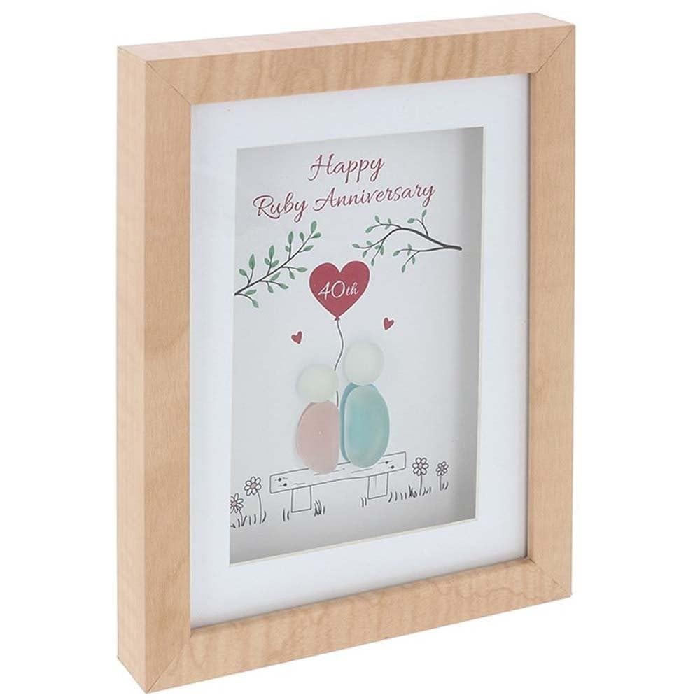 Shudehill Giftware Pebble Glass Portrait Plaque - Ruby Anniversary Wall Art