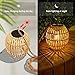 Livinlarge Hanging Solar Lantern Outdoor Waterproof, Large Solar Rattan Lantern Outdoor with Twine Handle, Bright Outdoors Hanging Lights with Edison Bulb for Garden Patio Yard Decoration