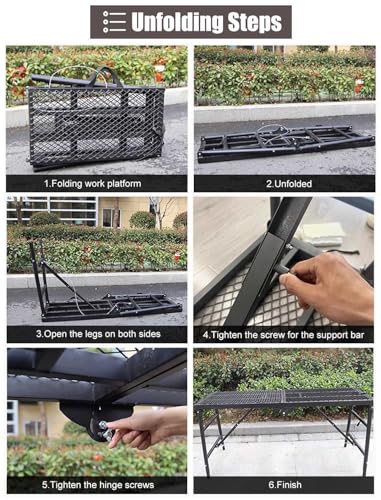 Andamios Multiusos, Plataforma metálica Plegable para Andamios, Escalera de Plataforma de Trabajo Antideslizante, Banco de Trabajo para Interiores y Exteriores para escal