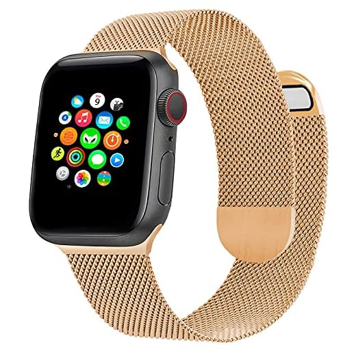 Milanese Metallic Watch Armband Kompatibel med Apple Watch Band 44mm 42mm, Magnetiskt Justerbart Rostfritt Stål Ersättningsarmband för iWatch Series 6 5 4 3 2 1 SE, Rose Gold