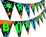 Slime Green Happy Birthday Banner Pennant - Slime Party Decorations - Art Party Supplies - Slime Party Supplies - Green