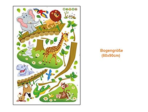 HALLOBO® XXL muursticker muursticker kinderkamer bos dierenbrug dier brug boom olifant giraffe uilen mier muursticker… - Afbeelding 5