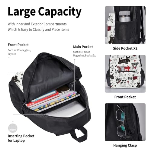 Sac à dos d'école assortis Lovely Dogs noir avec boîte à déjeuner - 6