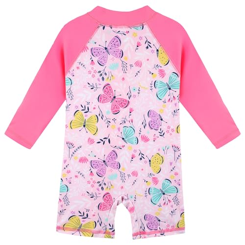 Image of HUAANIUE Toddler Girl Swimsuit Long Sleeve UPF50+ Sun Protection