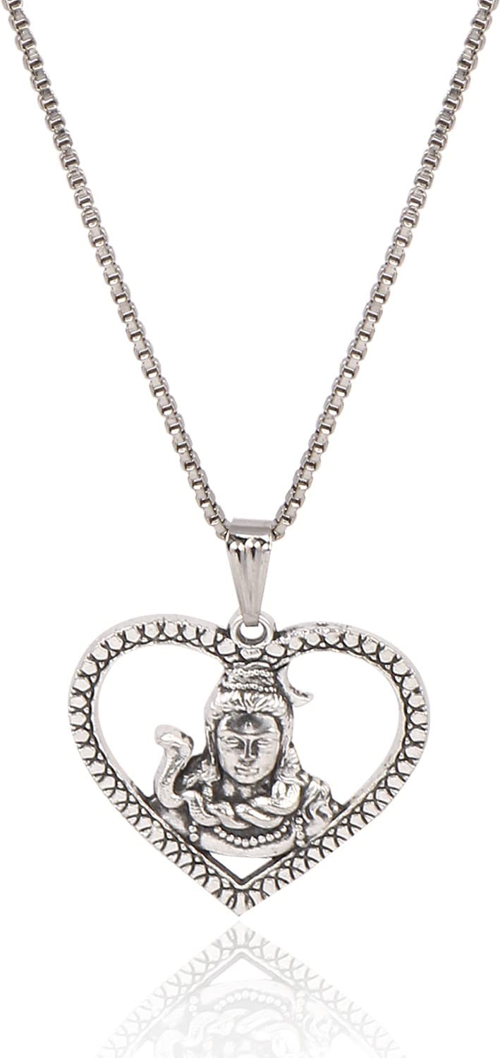 CZARDONIC Shivji Silver Religious Pearl Stainless Steel Pendant Neckpiece | Stylish & Fancy Necklace for All Men & Women (Silver- Heart) (B0BP7G6JF6) Amazon Price History, Amazon Price Tracker