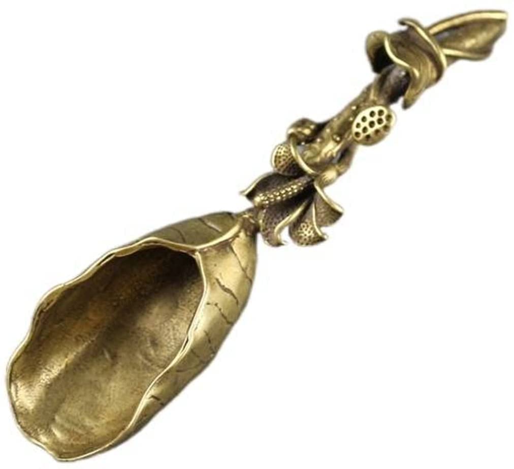 Teaspoons Creative Tea Scoops Shovel Brass Copper Lotus Lotus Root Bamboo Tableware Coffee Spoon Tea Pet Tea Ceremony Ice Cream Spoons for Spices