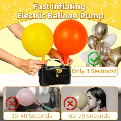 Image of Bezente Mustard Yellow Latex Party Balloons - 100 Pack 12 inch Round Helium Boho Netural Fall Balloons and Electric Balloon Pump