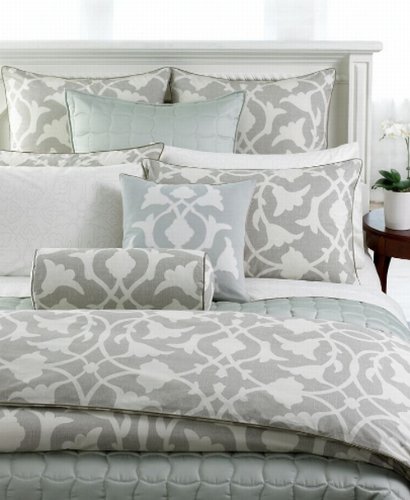 Barbara Barry Poetical Stitch Queen Sheet Set Bone Silver