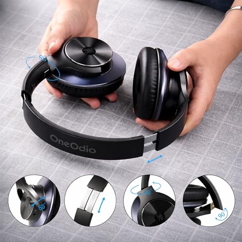 Image of OneOdio Focus A10 - Hybrid Active Noise Cancelling Headphones, Wireless Over-Ear Headphones with 62H Playtime, Fast Charging, Hi-Res Audio, Clear Calls, Bluetooth & Wired Mode for Travel Work (Black)