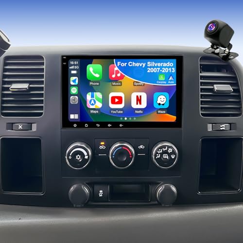 iCarSEPTON 5GWiFi Car Radio for Chevrolet Silverado 1500 GMC Sierra 1500 2007-2013 Yukon Tahoe 2007-2014 Acadia 2007-2012 Savana Equinox 8inch Touch Screen Stereo Carplay Android Auto GPS Camera