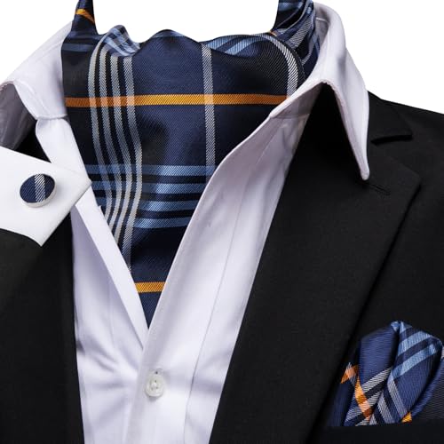 Image of Dubulle Paisley Floral Ascot for Men Self Tie Mens Cravat and Pocket Square Cufflinks Wedding