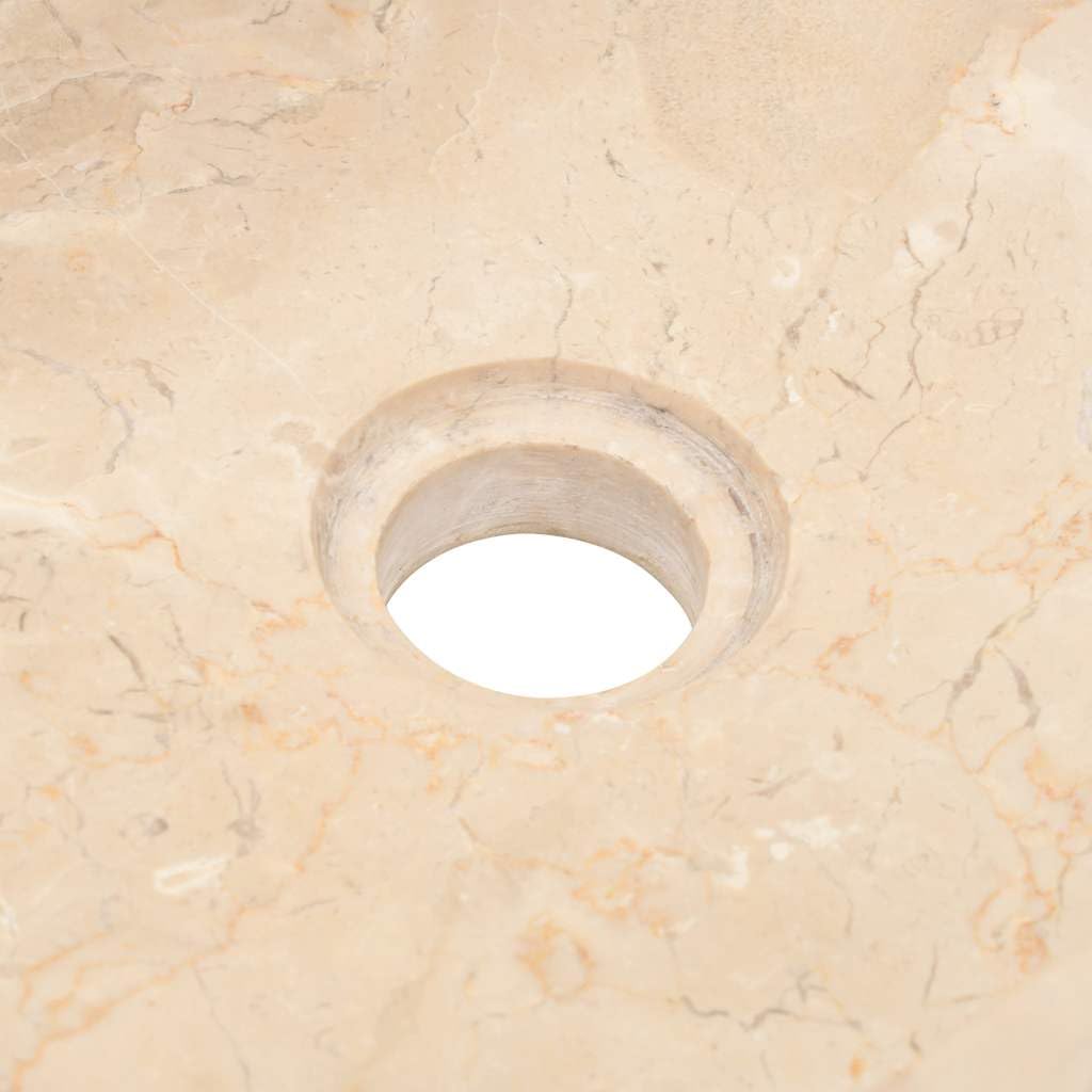 vidaXL Lavabo, Evier de Salle de Bain, Lave-Mains de Toilette Maison Intérieur, Vasque à Poser de Salle d'Eau Marbre Crème Brillant
