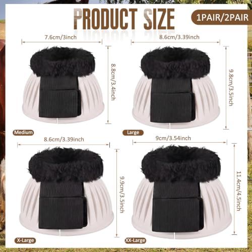 Image of Abbylike 1 Pair Fleece Horse Bell Boots Protect Against Hoof Impact Trauma, Rubber Bell Boots Horse Care for Turnout No Rub Design Comfort Quick Wrap Hook and Loop
