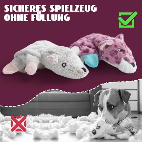 Nocciola 2 Pack Knister-, Quietsch- Hundespielzeuge ohne Füllung, aus Weichem und Unzerstörlichem Stoff, für Wasserflaschen, Extra Lange, Plüsch-Kauspielzeuge für Kleine, Mittelgroße und Große Hunde