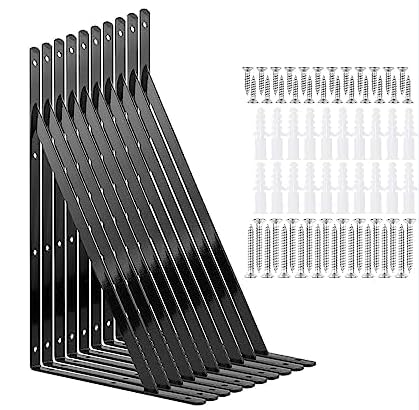 DILNAZ ART 10 Pack 16 Inch Shelf Brackets Heavy Duty Right Angle Bracket Triangle Shelf Brackets Steel Floating Shelf Bracket, Hanging Iron Shelving Wall Angel Corner Brace, Black (B094N85K6H) Amazon Price History, Amazon Price Tracker