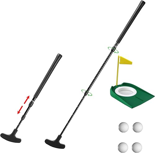 WIGERLON Putter ajustable para niños y adultos, hombres y mujeres, mini palos de golf para niños 3-5, 5-7, 8-12, juego de mini golf con 4 pelotas de