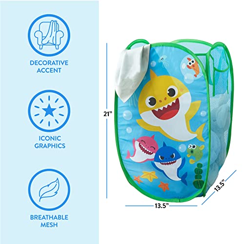 Image of Baby Shark Pop-Up Hamper,Kids Laundry Storage Bin with Durable Carry Handles, 21 inch x 13.5 inch x 13.5 inch Collapsible Organizer