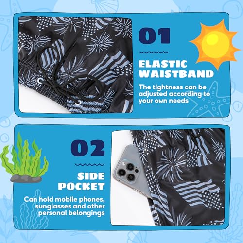 FT FENTENG Boys Swim Trunks with Compression Liner Boys Stretch Swim Shorts Quick Dry 2 in 1 Beach Shorts 4-17 Y3