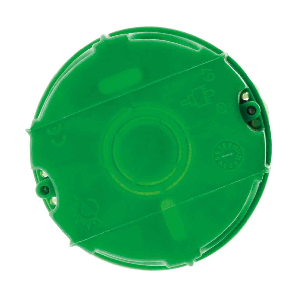 Zenitech - Caja de Empotrar Ø 67 mm P 40 mm - Compatible con Equipos a Tornillo y Uñas - Alta Resistencia al Fuego 850° - Para Muros de Bloque o Ladrillo - Incluye Tornillos - Verde