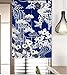 LIGICKY Tenda per porta in stile giapponese, in lino, spessa, con motivo a nori, per tessuti della casa, 85 x 120 cm, blu (crisantemo)