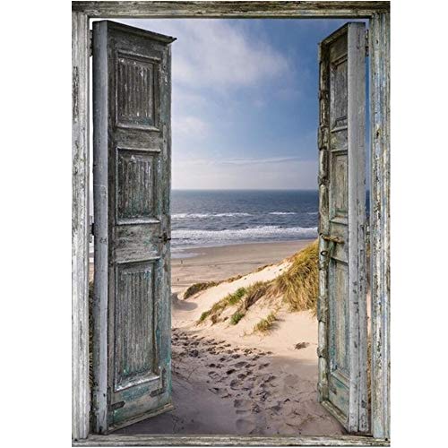 Sunnay 5D Diamond pintura de diamantes completo, DIY Grandes Principiantes Painting Crystal Arte Kits punto de diamante,Puerta de playa,40 x 50 cm