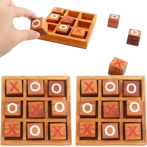 3 sets de juego de mesa Tic Tac Toe de madera clásico miniatura 1
