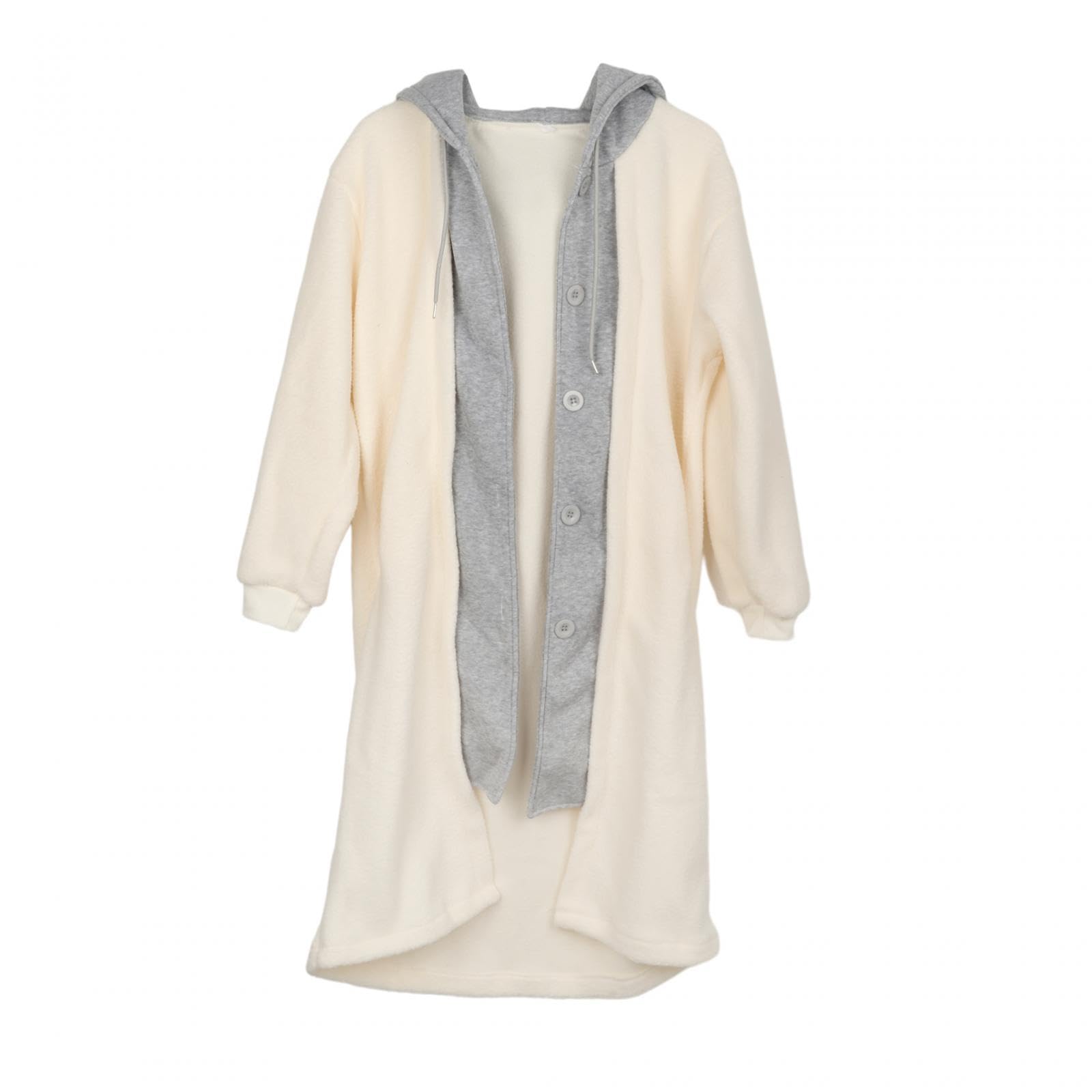 enakshi (label) Women's Winter Coats Stylish Hoodies Loose Soft Clothes Long Hooded Cardigan Beige L|Clothing Shoes & Accessories | Womens Clothing | Coats & Jackets-picture-12