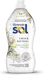 Girando Sol Amaciante Concentrado Coco E Baunilha 1 5L Amaciante De Roupas Concentrado Branco Nutre E Protege Cada Fibra Rende 75 Lavagens