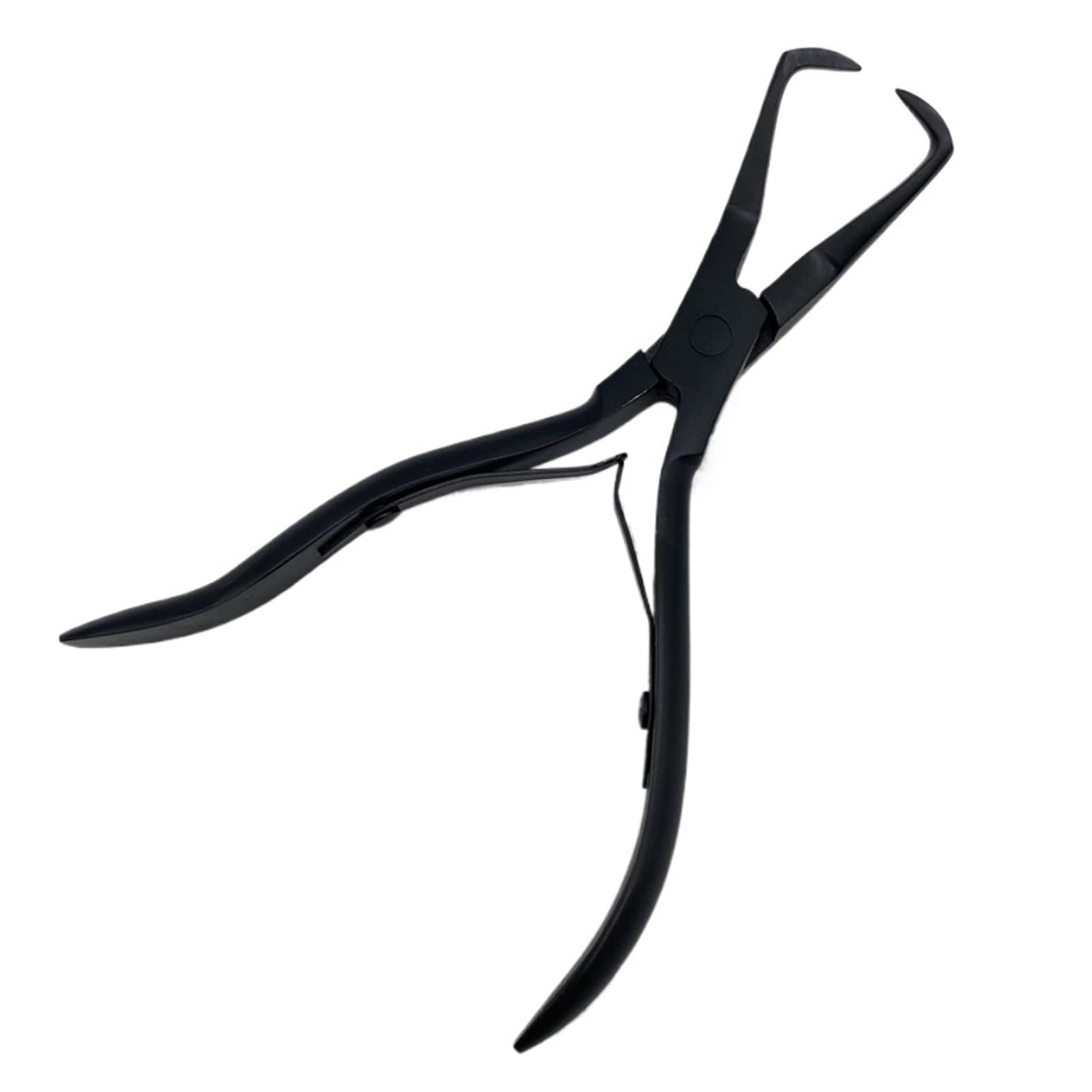 Lizhayg Black Hair Extension Pliers 1 Pc 5.5 Inch Silver Stainless Steel Clamp Hair Extension Plier With Two Hook Keratin Hair Extensions Removal Tools(Black)