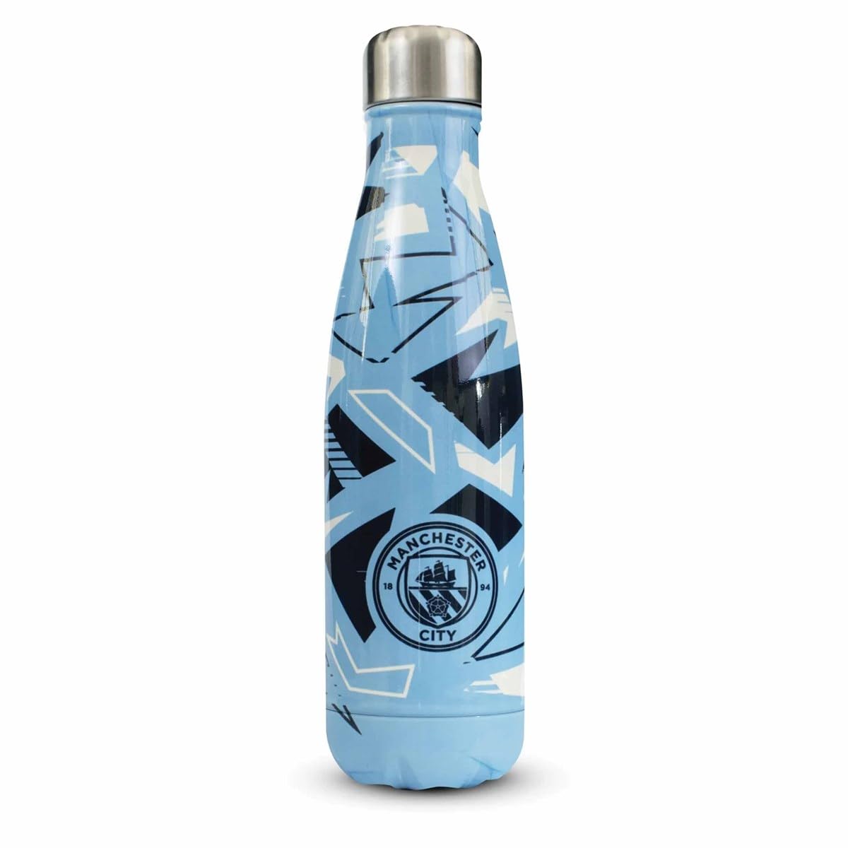Hy-Pro Officially Licensed Manchester City F.C. Thermal Bottle - Stainless Steel, Double Wall, Vacuum Flask, Fade Design, Lightweight, Leakproof, Man City, Great Football Gift Idea