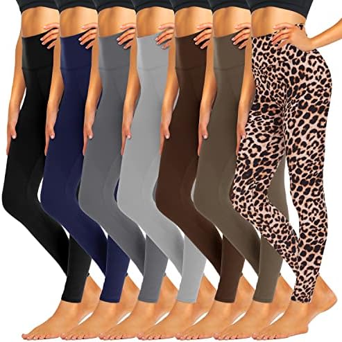 iceROSE 7 Pack High Waisted Leggings for Women, Buttery Soft Black Running Yoga Leggings