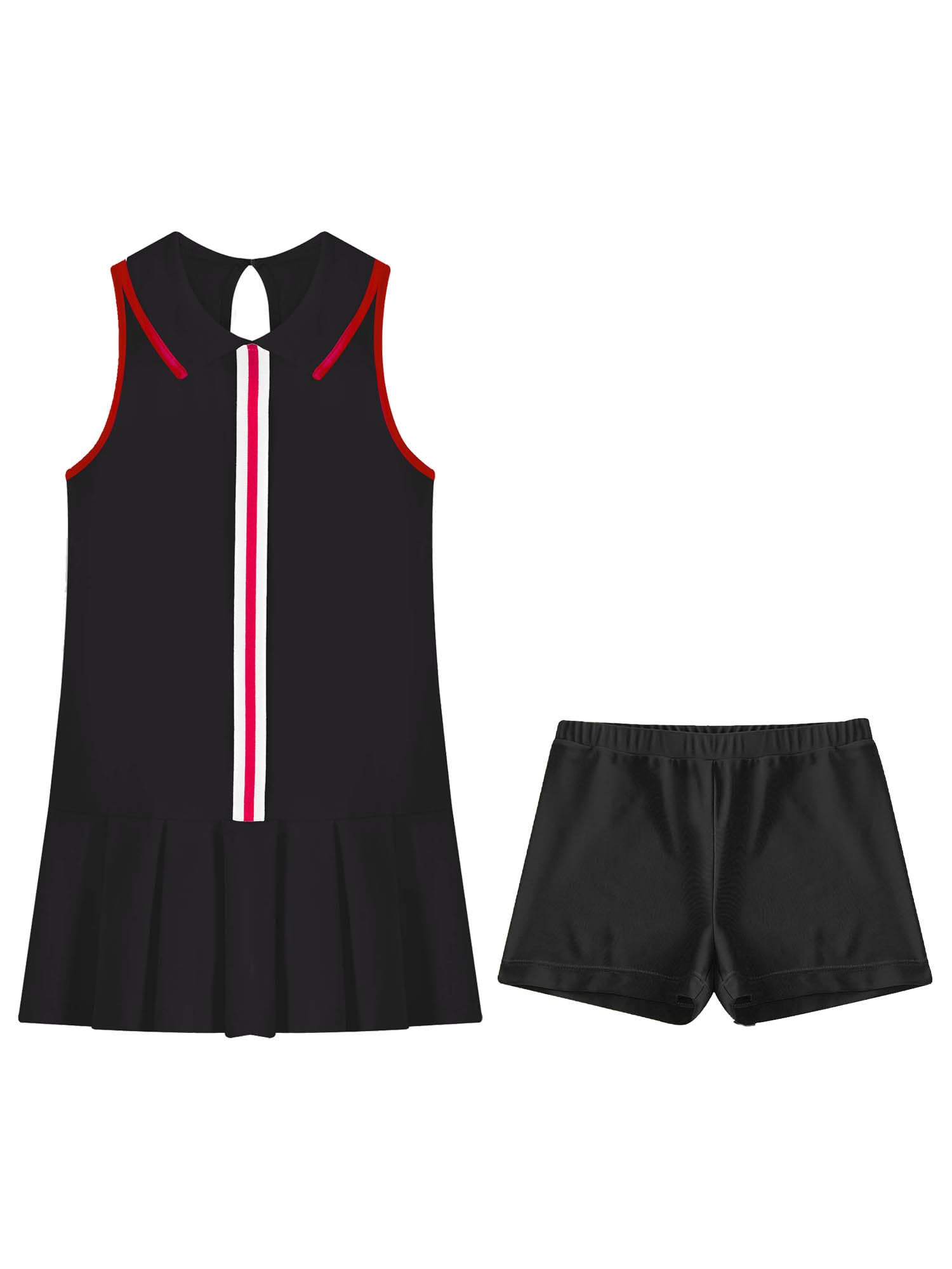 Vestido de tenis para niña, sin mangas, para niños, ropa deportiva de baile, ropa deportiva de verano, bádminton, correr, entrenamiento, ropa de entrenamiento