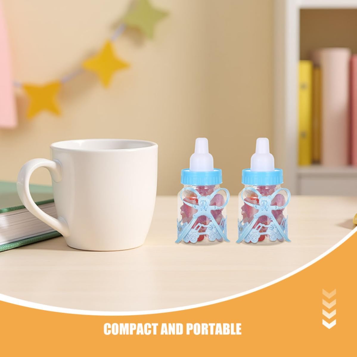 24pcs Baby Bottle Candy Boxes with Ribbon Plastic Party Favors