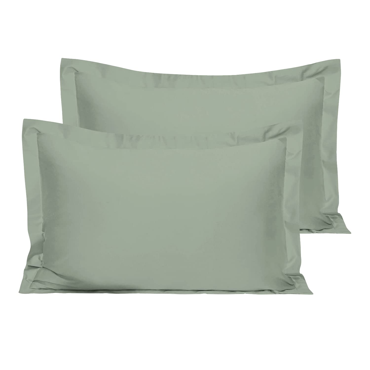 Pizuna Percale Oxford King Size Pillowcases 2 Pack Seafoam Sage 50x90cm, 100% Long Staple Combed Cotton Pillow Cover, Percale Weave King Pillow Cases (Cotton Pillow Cases 2 Pack)