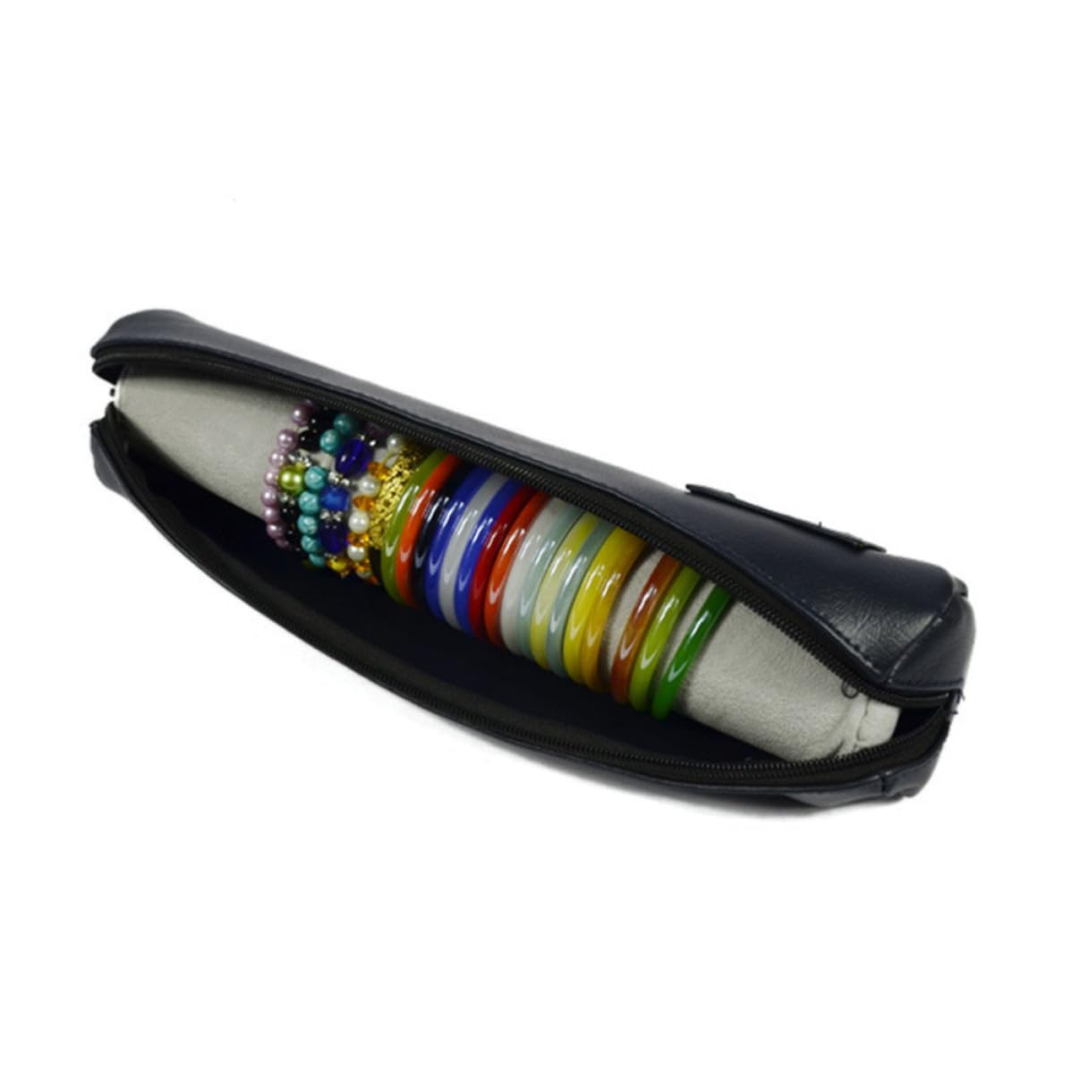 Bolsa para guardar joyas de cuero PU, un estuche elegante con esponja para exhibición