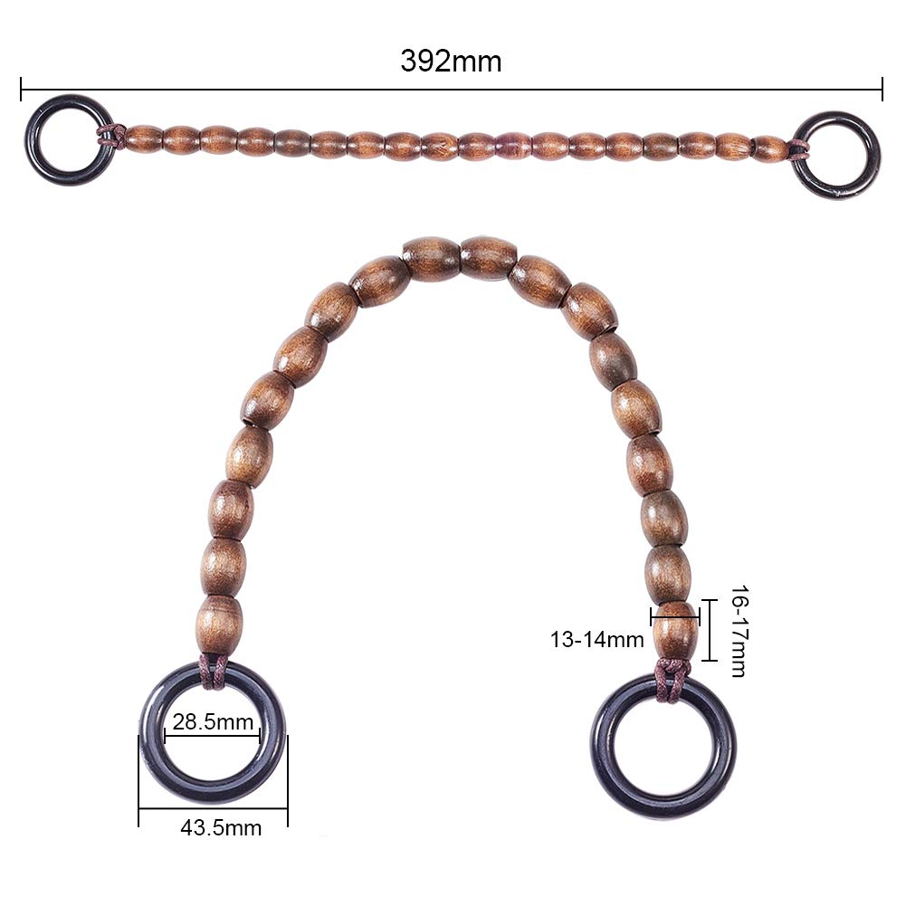 PandaHall 6 Stück Taschengriffe Aus Holzperlen – 37 Cm, U-förmig, 3 Farben, Nylon, Für DIY-Taschen