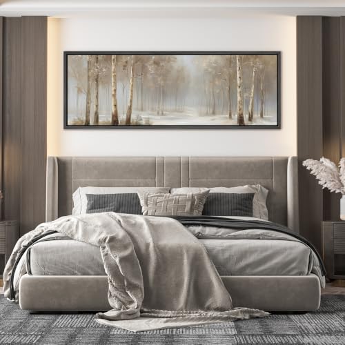 Image of MUDECOR Large Framed Canvas Print Wall Art Snow Birch for Living Room