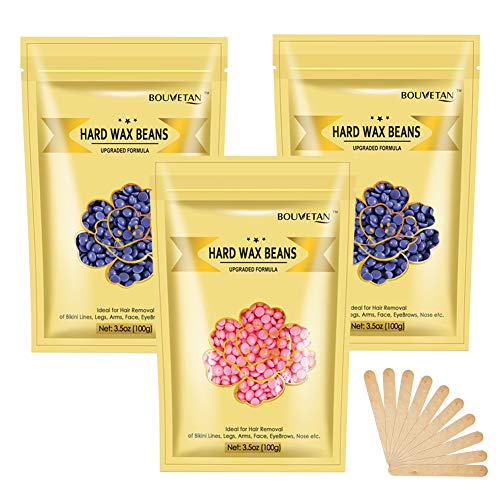 Wax Beads for Hair Removal Kit, 10.5Oz Hard Wax Beans for Less Pain Body Waxing-Eyebrow, Face,Bikini, Legs, Arms, Waxing Beads for Hair Removal with 10pcs Wax Spatulas