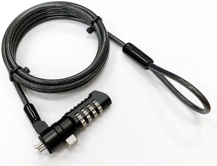 Security Lock with 4-Wheel Combination for Nano Slot, K60603WW, WIRELOCK, Wire, Lock, NAN (Combination for Nano Slot 4.5mm x 180cm Cut-Resistant 7x7 Twisted Strand Carbon Steel, Black)