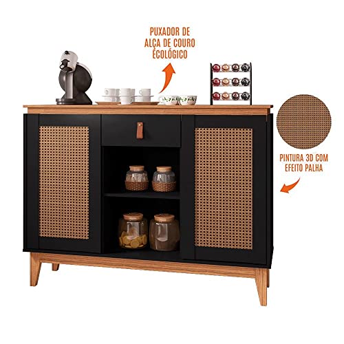 Aparador Buffet Sala Diamante 2 Portas 1 Gaveta c/Pés em Madeira Branco/noce